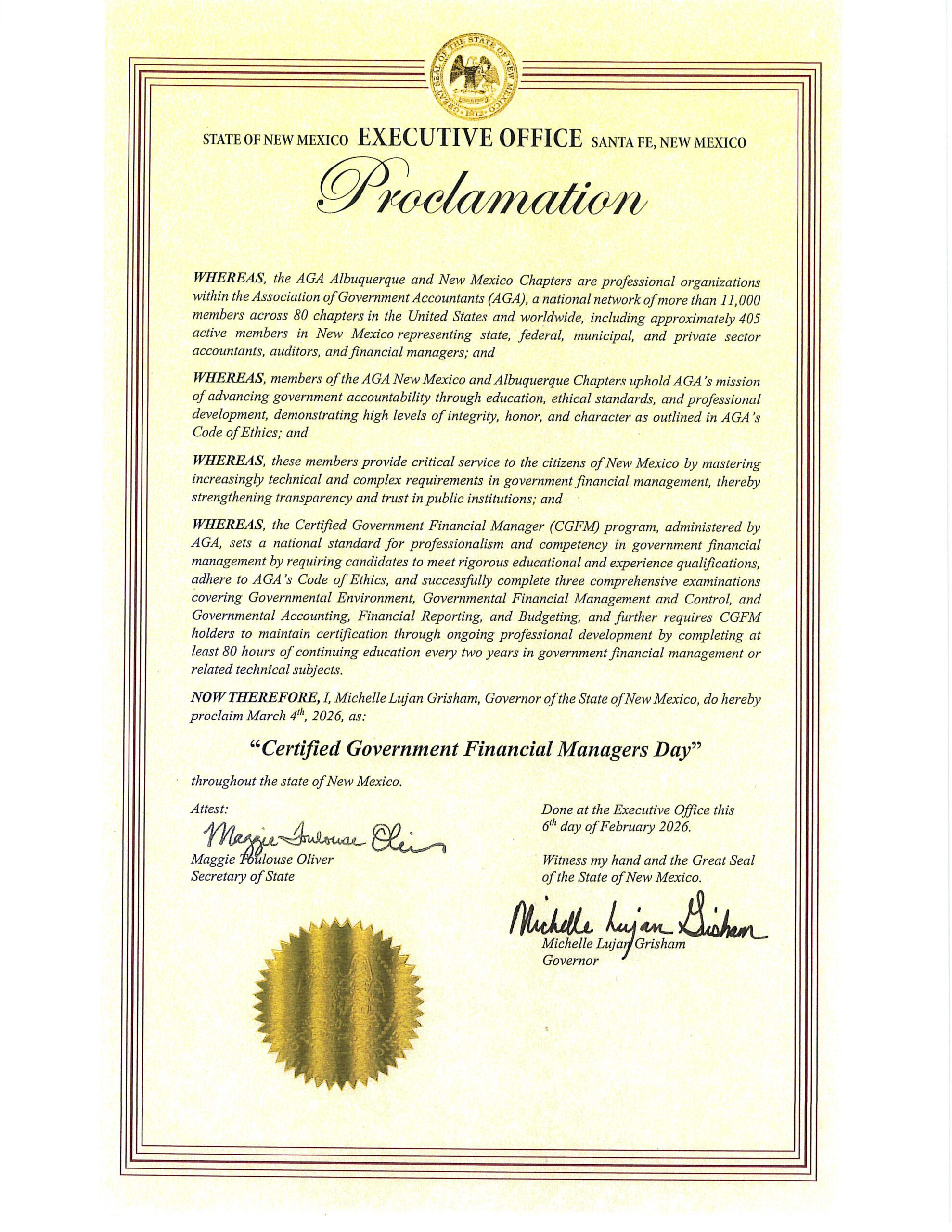 State of New Mexico Proclamation